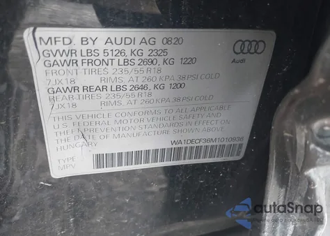 2021 Audi Q3 Premium 45 Tfsi S Line Quattro Tiptronic from USA, damaged, VIN WA1DECF36M1010936